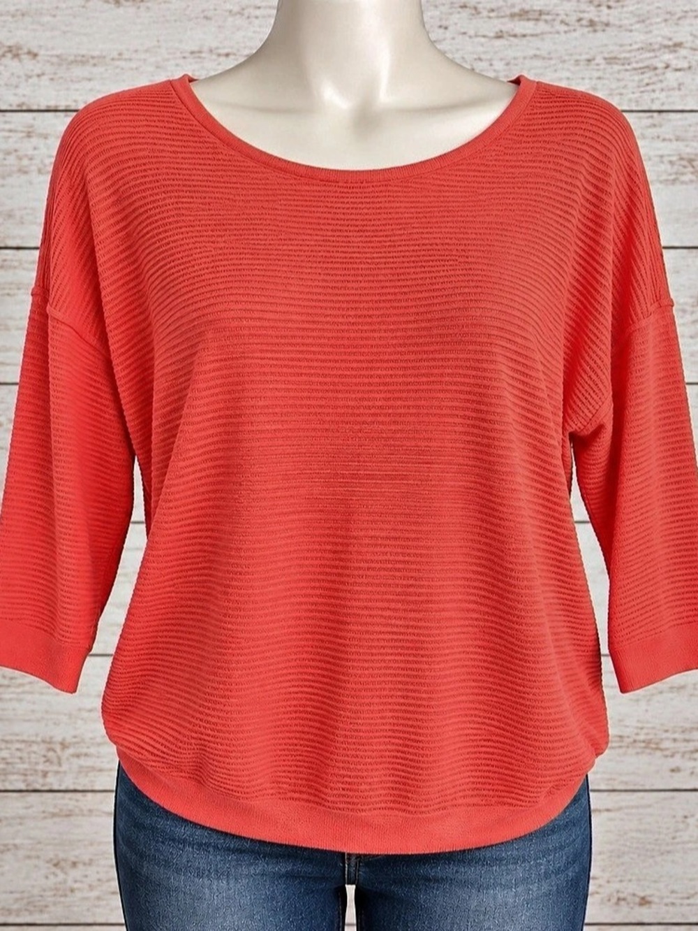 Banana Republic Women’s Coral Pink Ribbed Knit Pullover Sweater Size Large